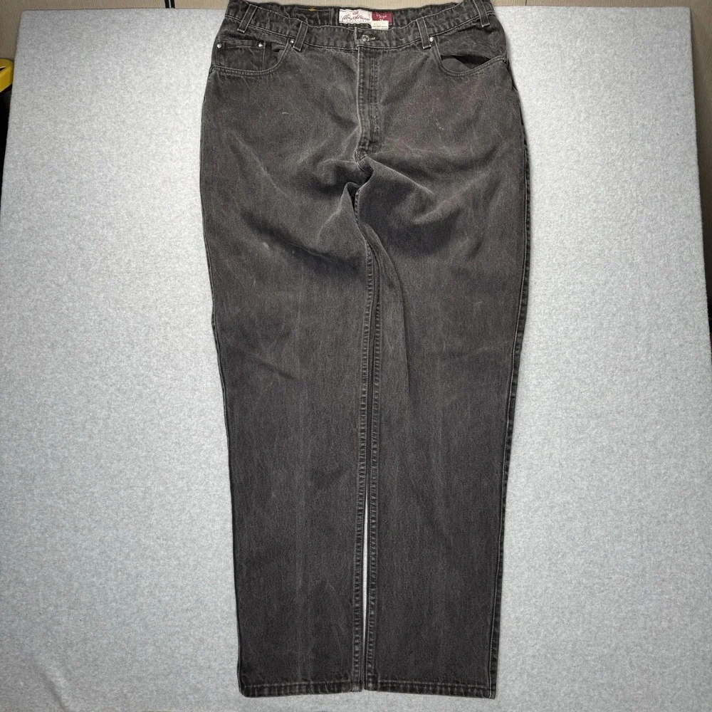 VTG Levi's 545 Loose Fit Black Jeans 40x36 Made in USA Brown Tab Faded Baggy